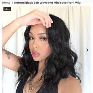 Natural Black Bob Wave Hot Mini Lace Front Wig